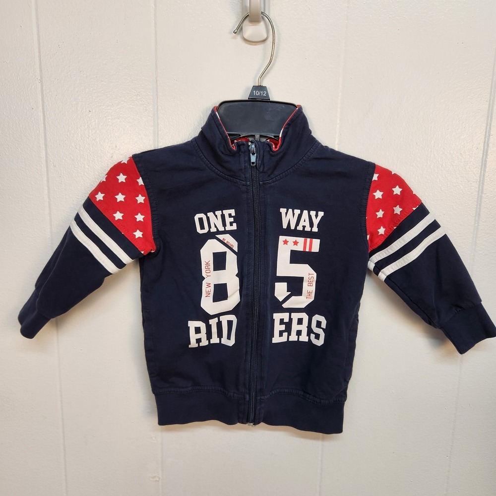 Be Board Riders Jacket Kids Size 24 Navy Red Stars Zip Up Cotton Sweatshirt Top